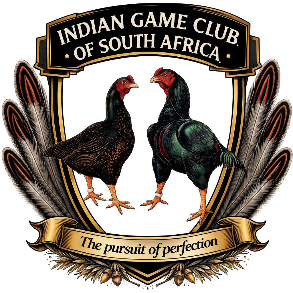 Indian Game Club of South Africa crest with two Indian Game birds